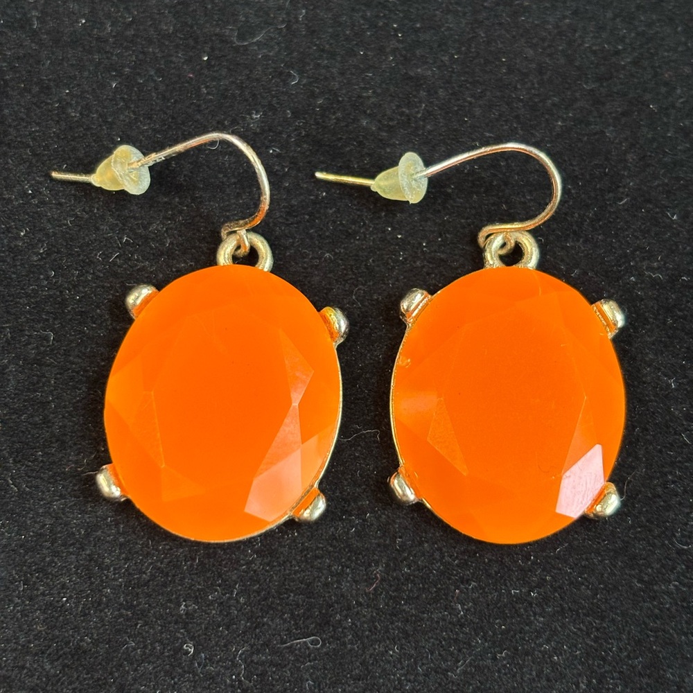 VTG Tasha Orange Cabochon Earrings with Prong Setting